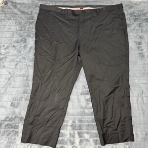 Linea Uomo Dress Pants Mens 49W Black 100% Wool Flat Front Regular Fit Trousers